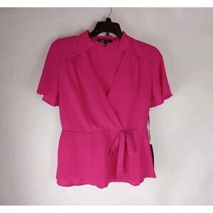 YMI Collection V Neck Pink Babydoll Front Tie Pullover Top size Large